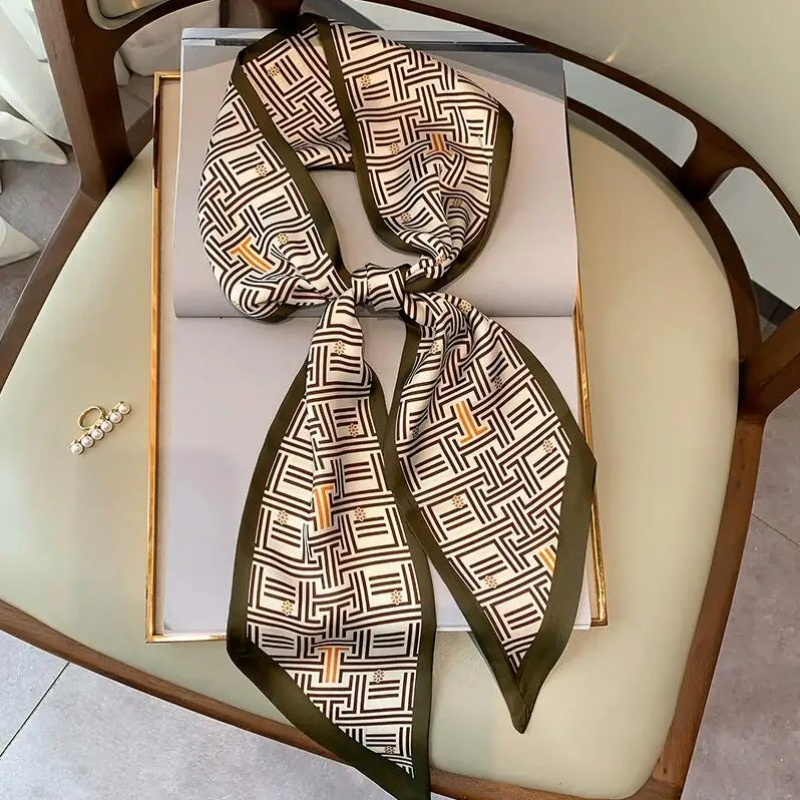 Women Bags Office - Luxury Geometry Skinny Silk Scarfs Women