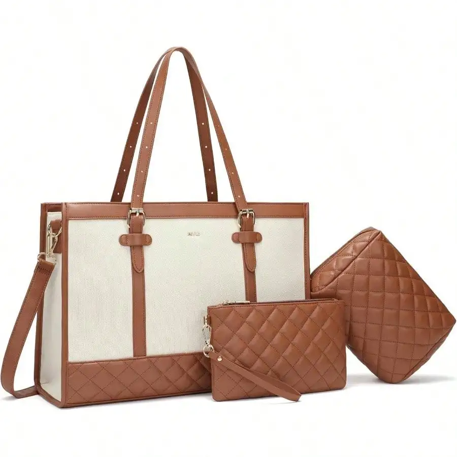 Women'S Tote Bags For Work - 3pcs Laptop Bag Women, 15.6 Inch