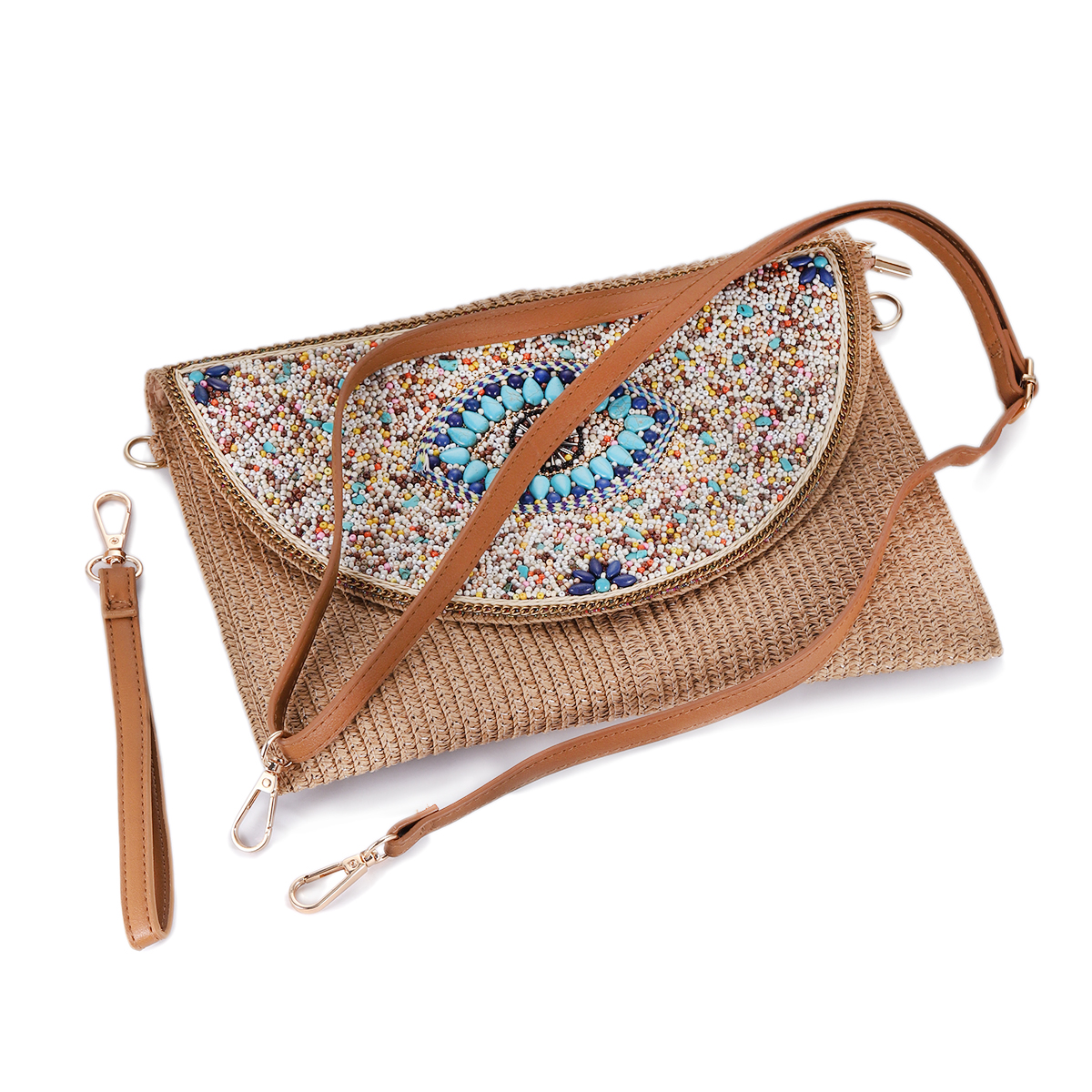 Bohemian Evil Eye Embroidered  - Women'S Raffia Bags review and price