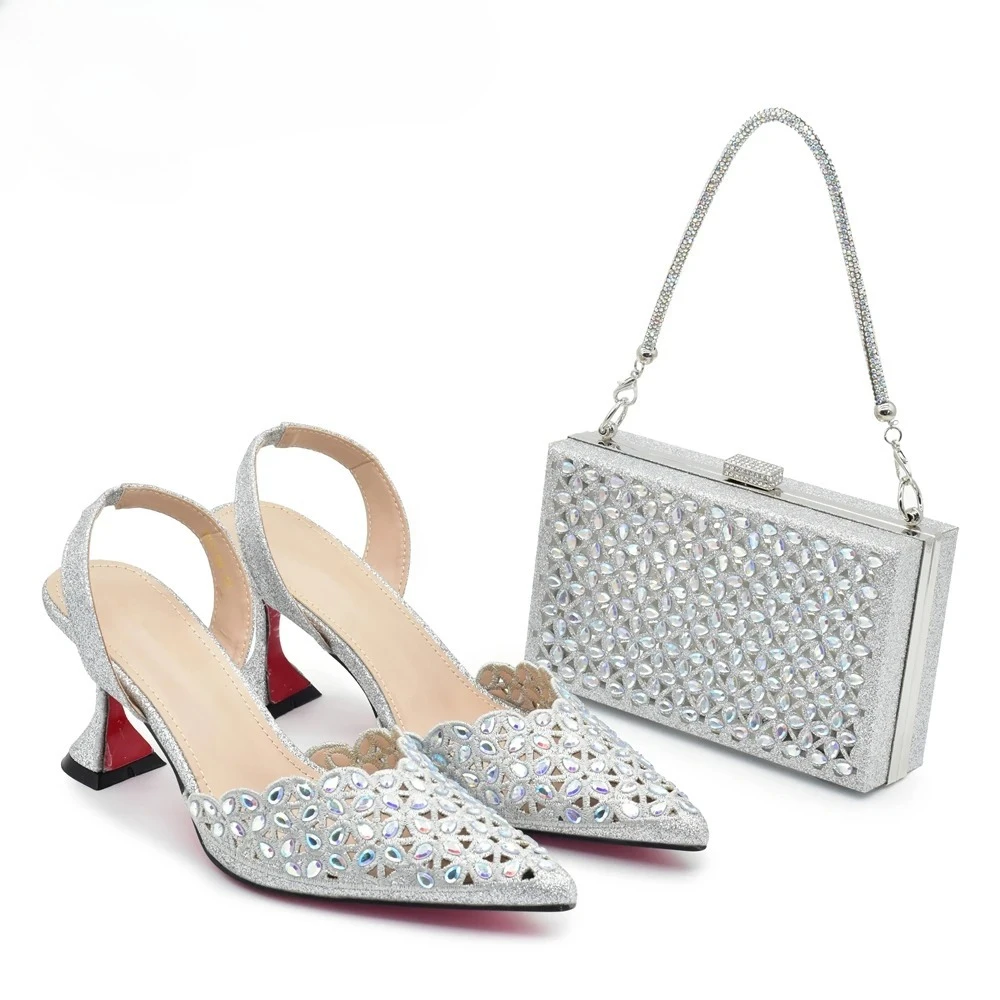 Silver Color Shoes and Bag for - Women Bags For Party review and price