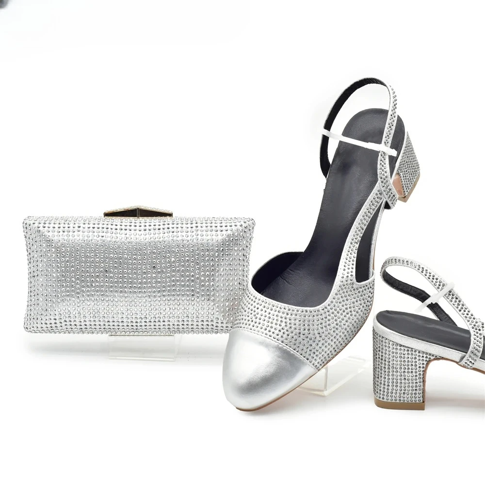 Silver Shoe and Bag Set for Pa - Women Bags For Party review and price