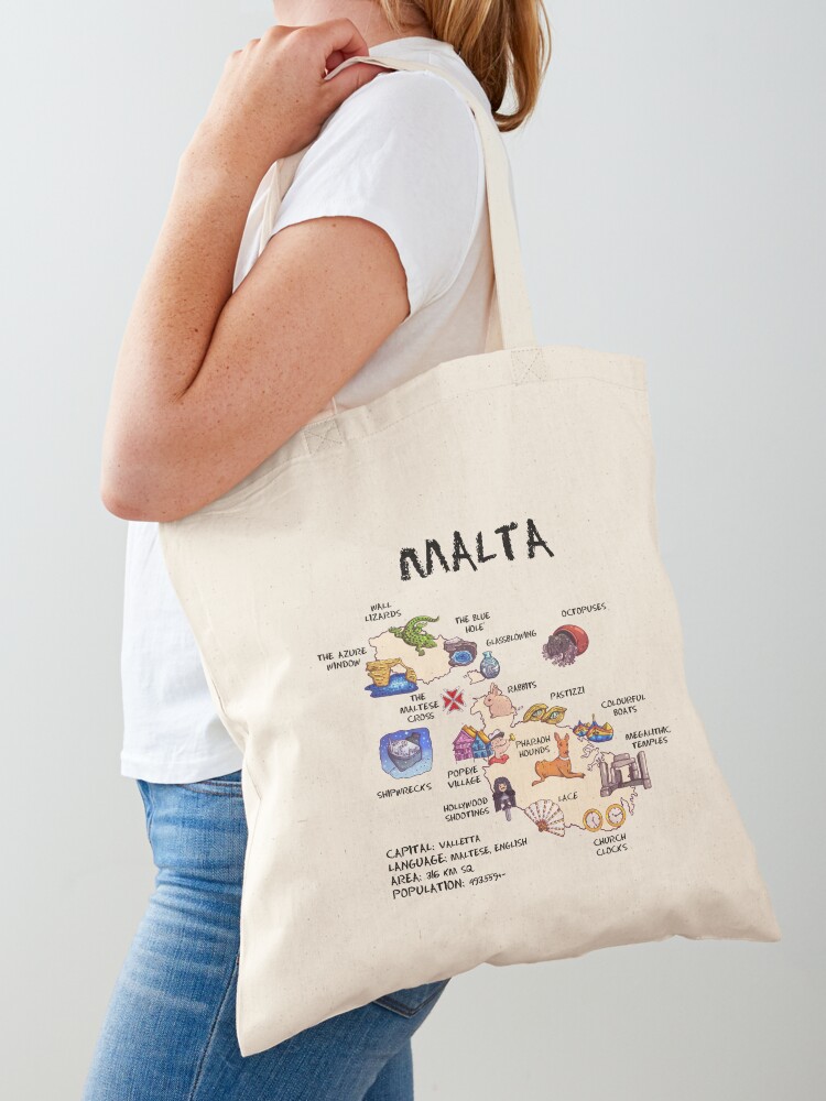 Malta - illustrated map Tote B - Women Bags Malta review and price