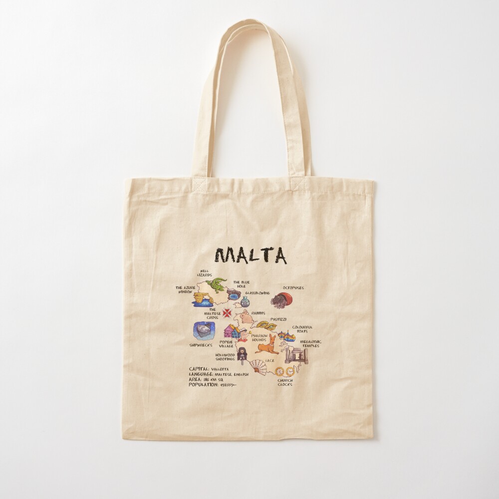 Malta - illustrated map Tote B - Women Bags Malta review and price