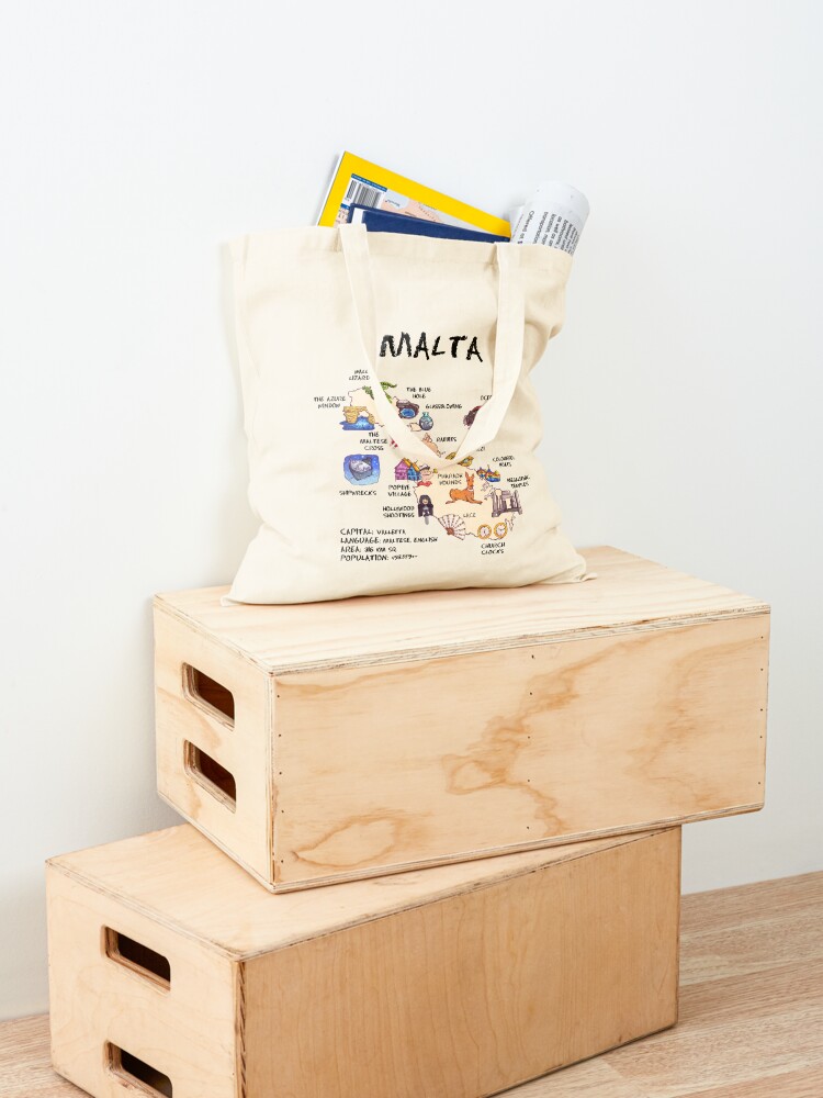 Malta - illustrated map Tote B - Women Bags Malta review and price