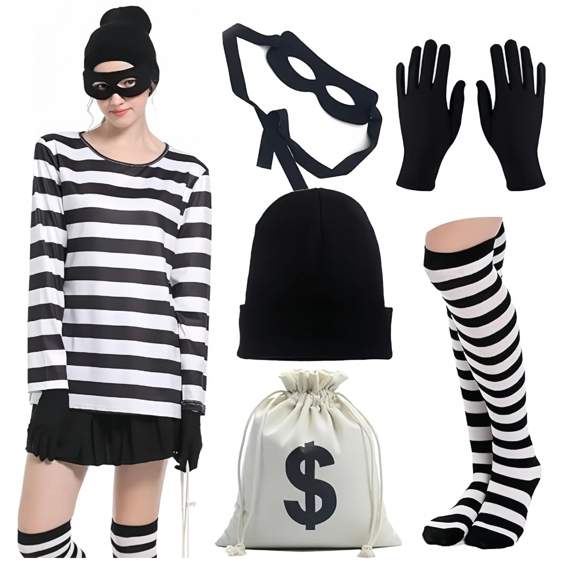 Convict Thief Cosplay Costume  - Women Bags For Party review and price