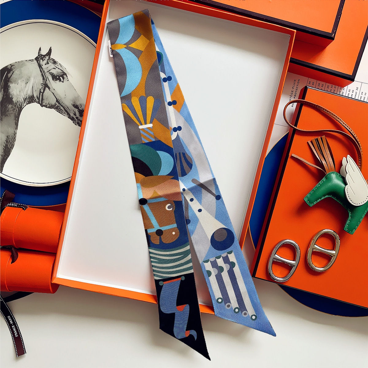 Colorful Horse Print Scarf Lon - Women Bags Polene review and price