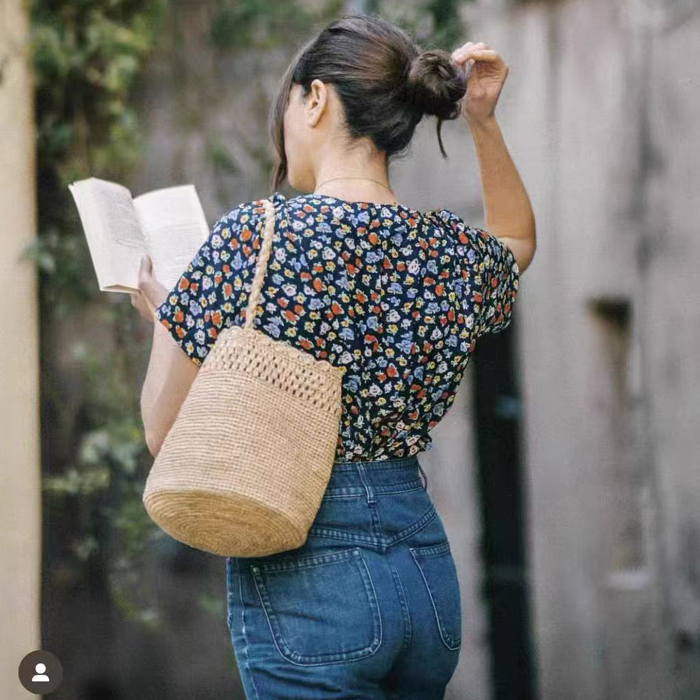 Handmade Crochet Straw Bucket  - Women'S Raffia Bags review and price